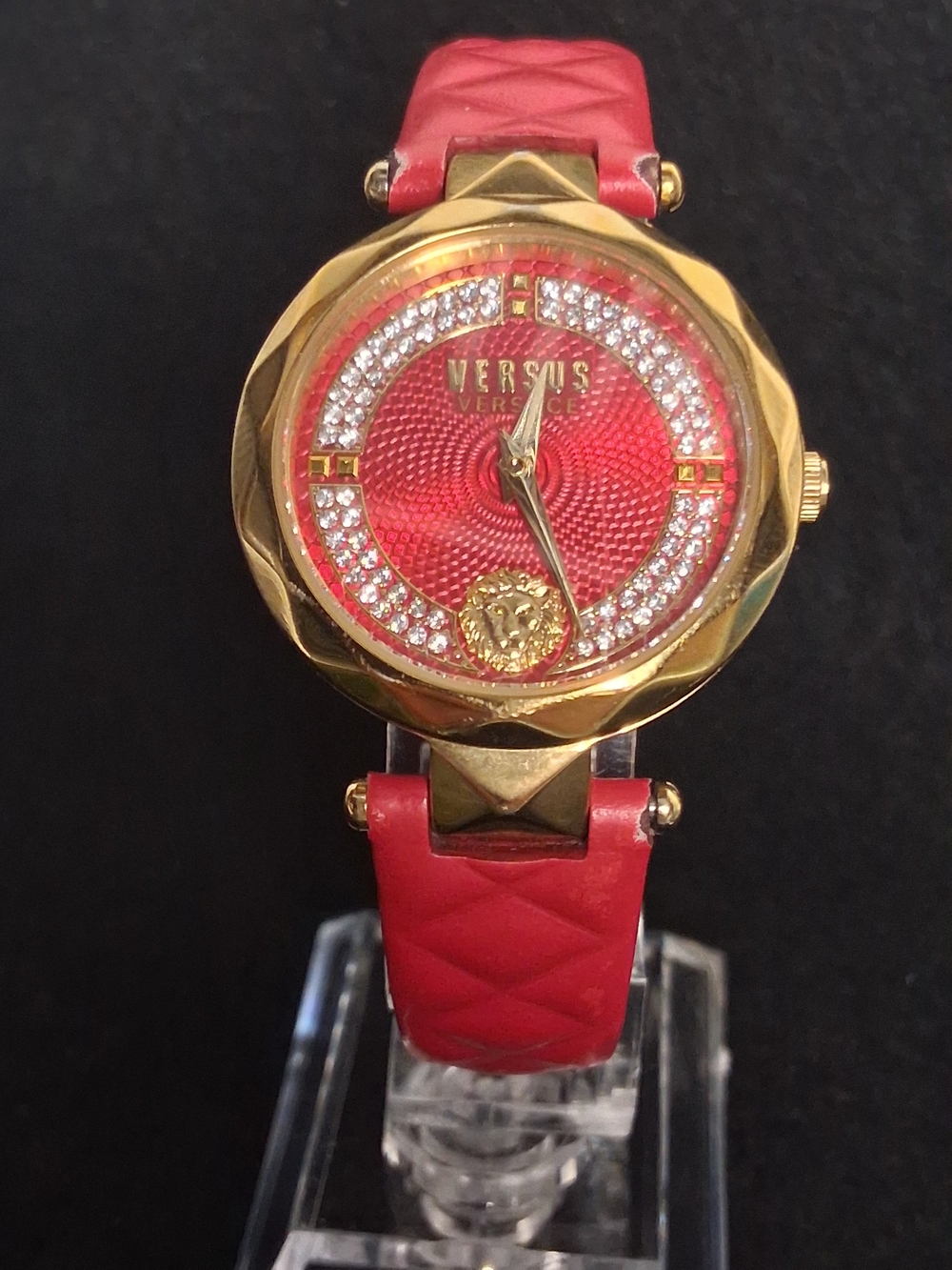 Versus Versace Women's Red and Gold Pavé Dial Watch
